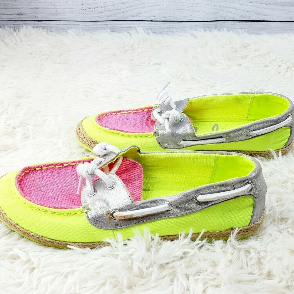 Sam Edelman Sebastian Neon Green Pink Loafers Sz 5 - Picture 4 of 6